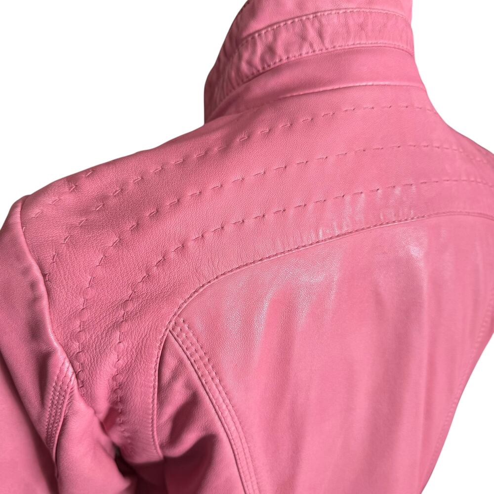 Overland Azura Washed Rose 100% Lambskin Leather Moto Jacket Size XXS Lined - Picture 5 of 13